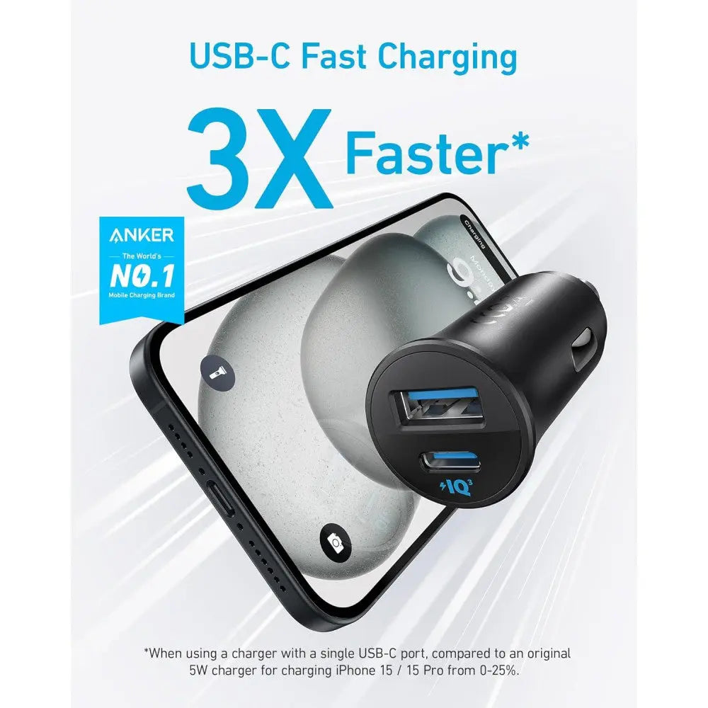 Anker Car Charger (30W, 2 Ports) Black