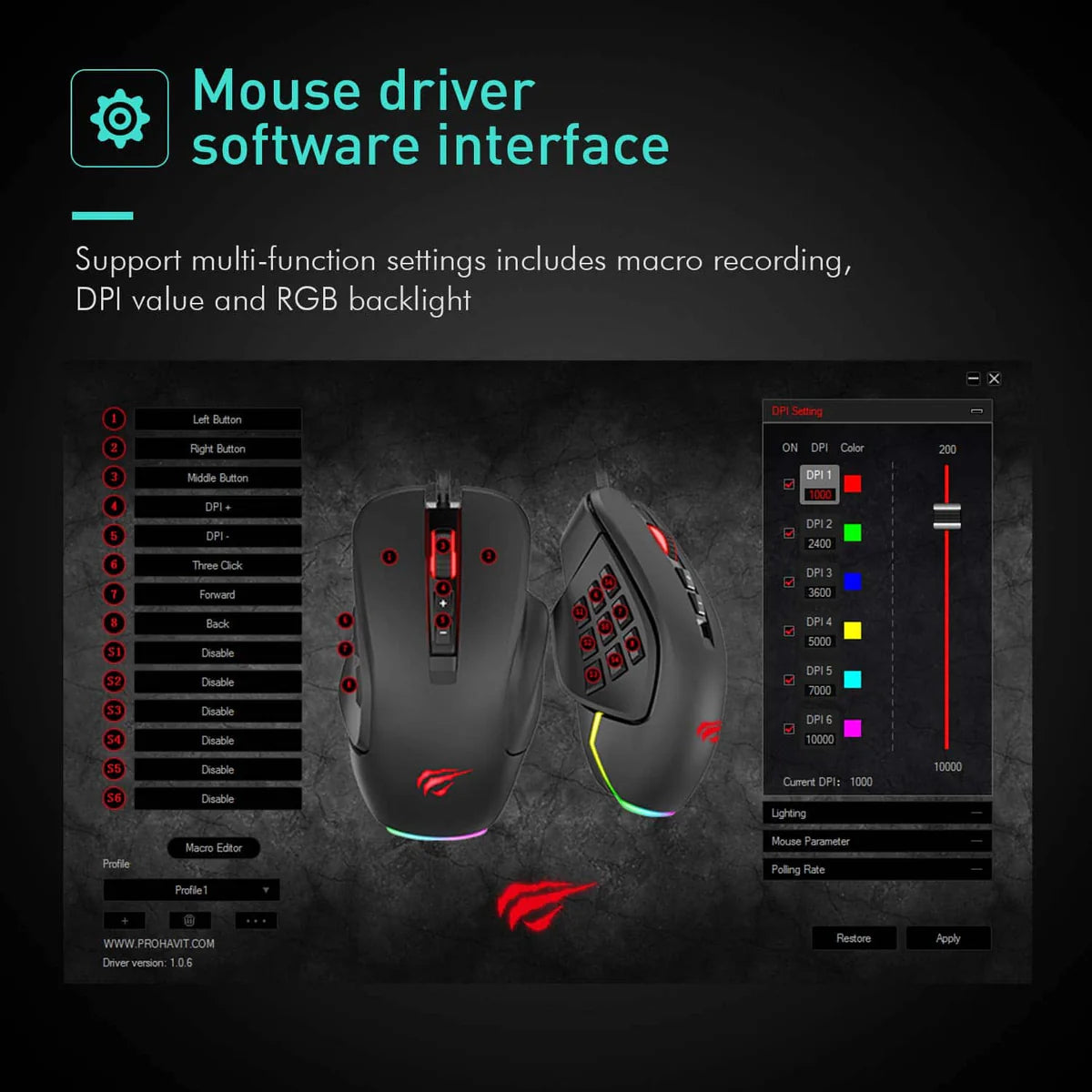 HAVIT Gamenote MS900 Programming Gaming Mouse