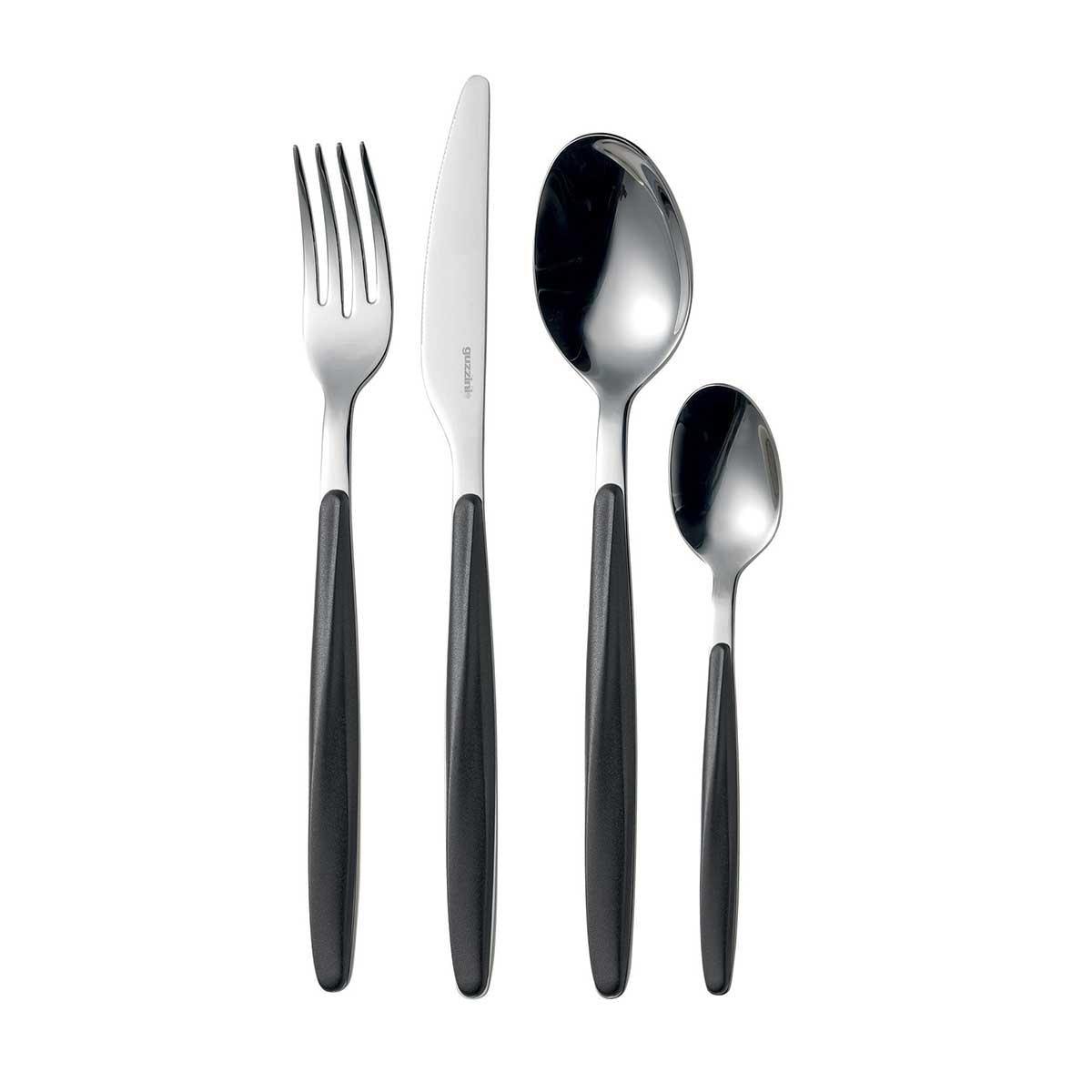 Guzzini My Fusion Cutlery Set Of 24 Pieces Black