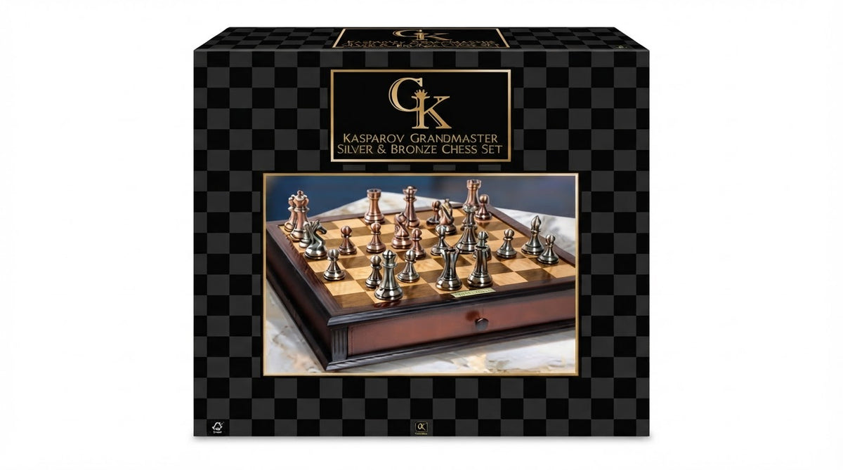 Ambassador - Kasparov Grandmaster Silver & Bronze Chess Set