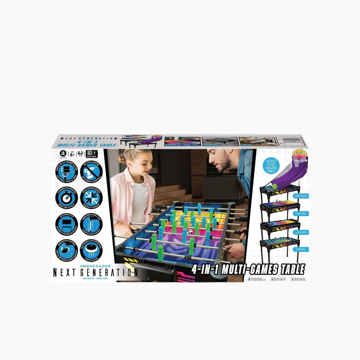 Ambassador - 36" (92cm) Neon Arcade 4 in 1 games Table