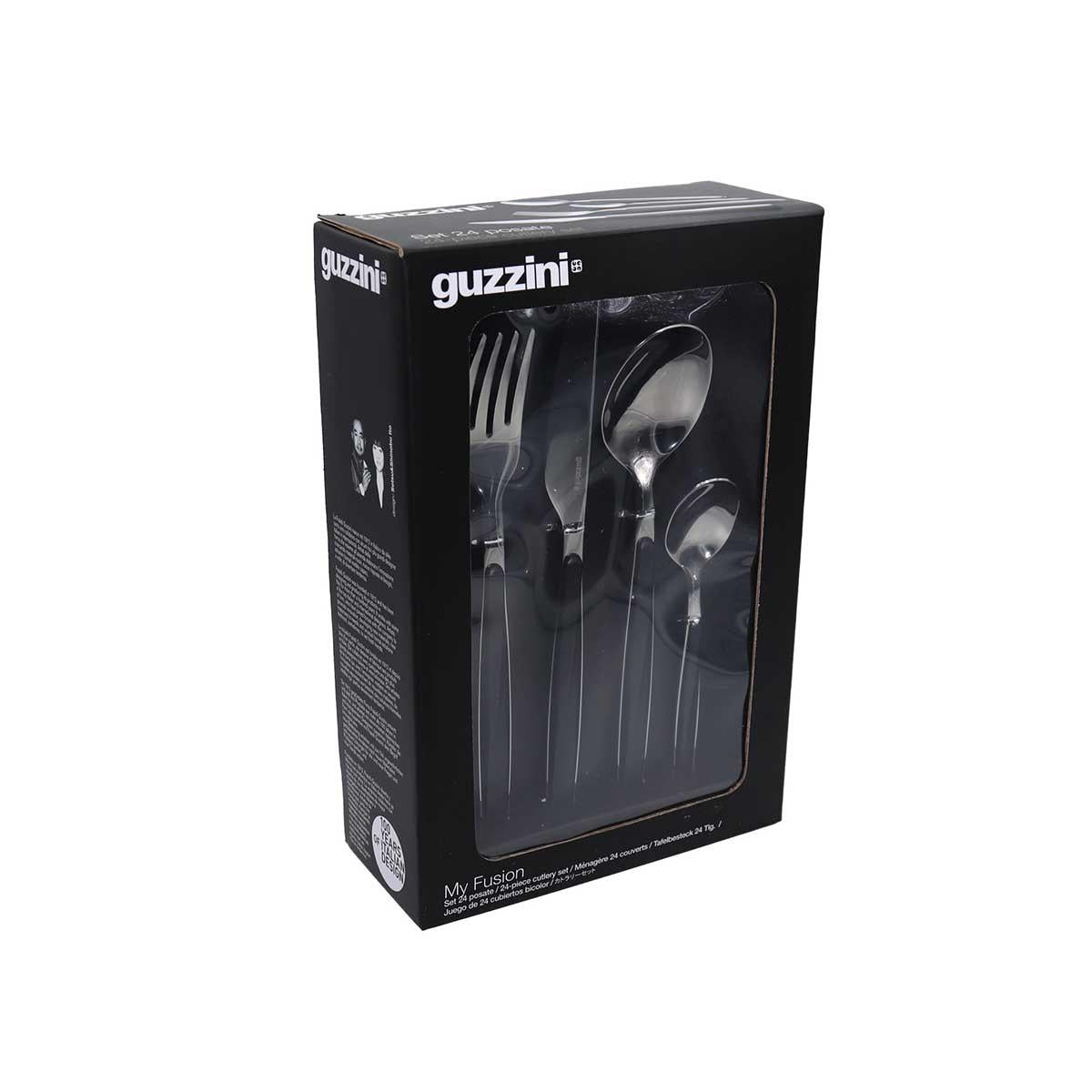 Guzzini My Fusion Cutlery Set Of 24 Pieces Black