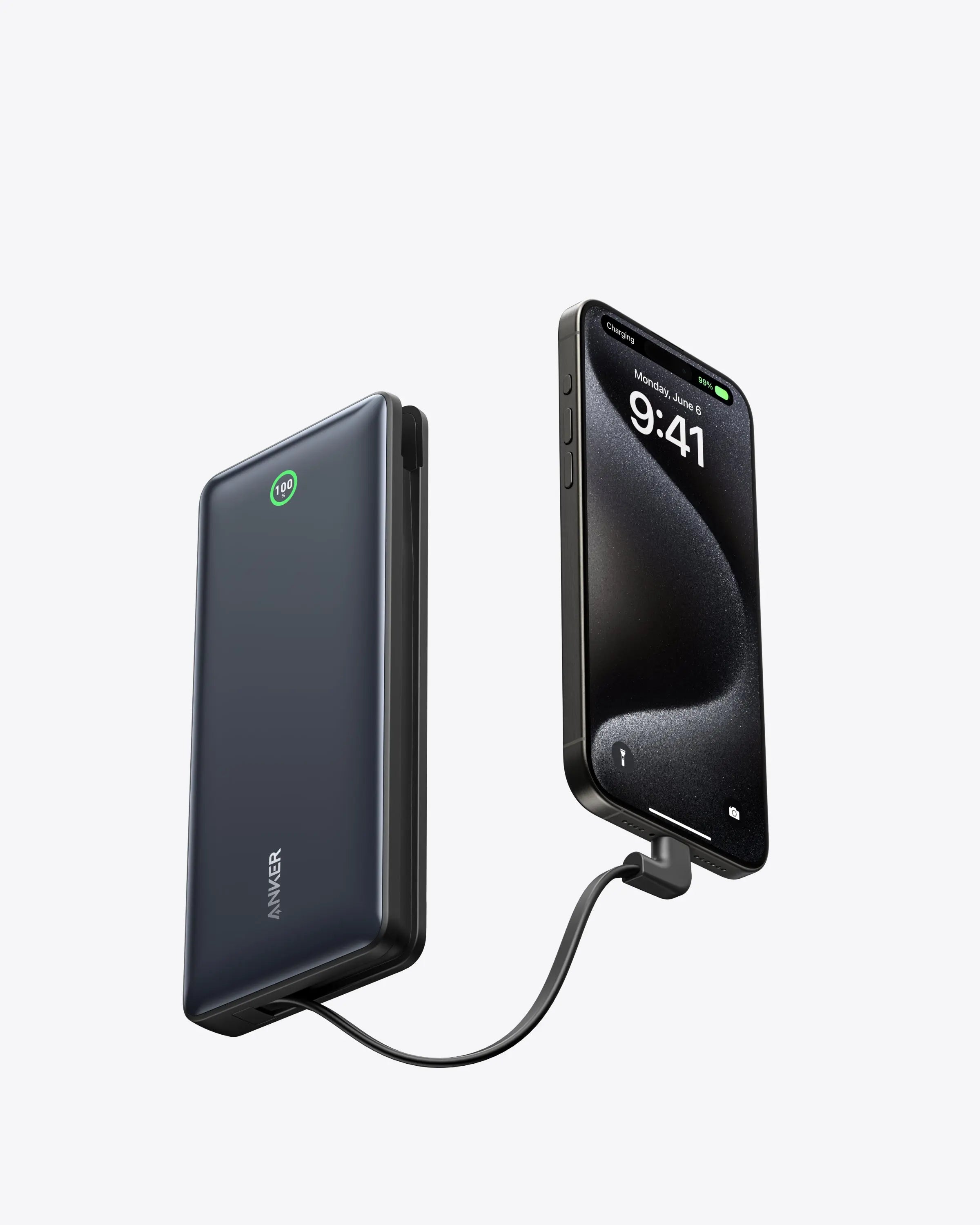 Anker Nano Power Bank (20K,30W,Built-In USB-C Cable) Black