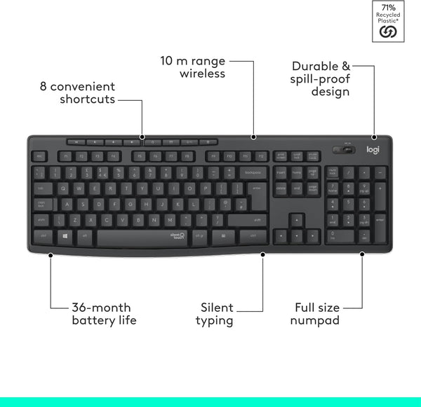 Logitech MK295 Silent Wireless Keyboard and Mouse - NEW Arrival