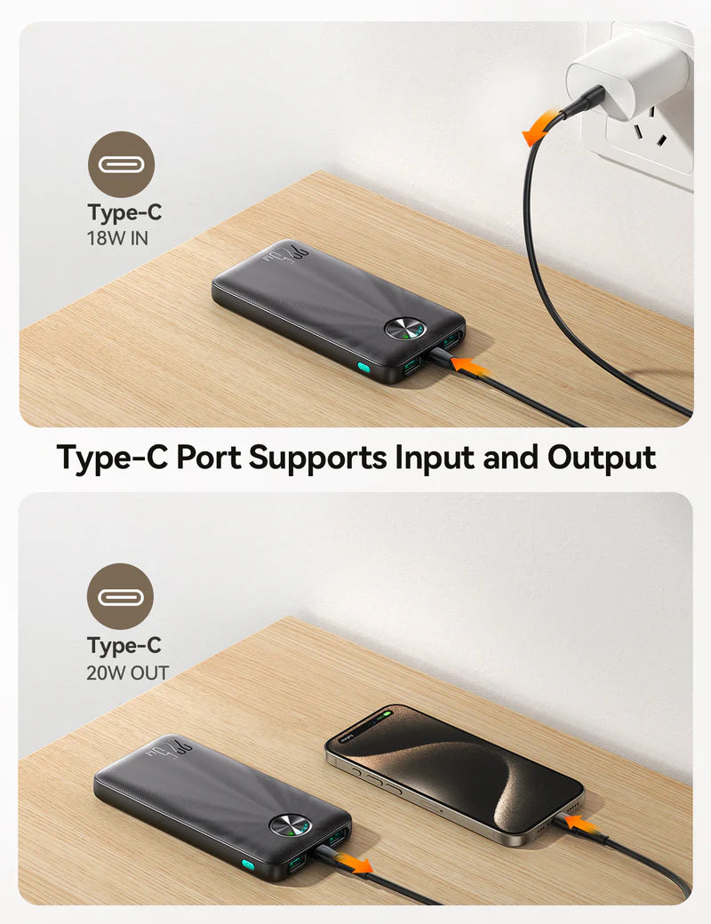 Joyroom 22.5W Bank 10000mAh-Black fast charging 2 USB type C