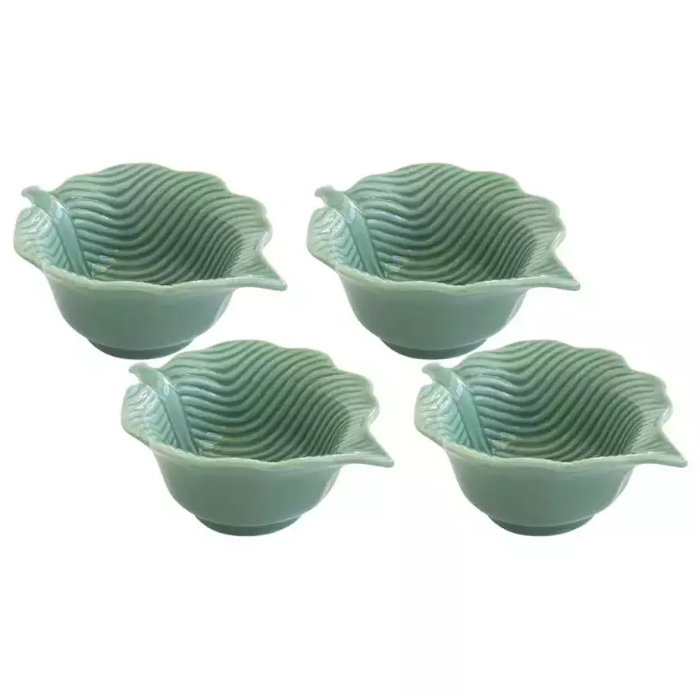 Easylife Madagascar 10.5X8Cm Leaf 4 Piece Bowls Set Light Green