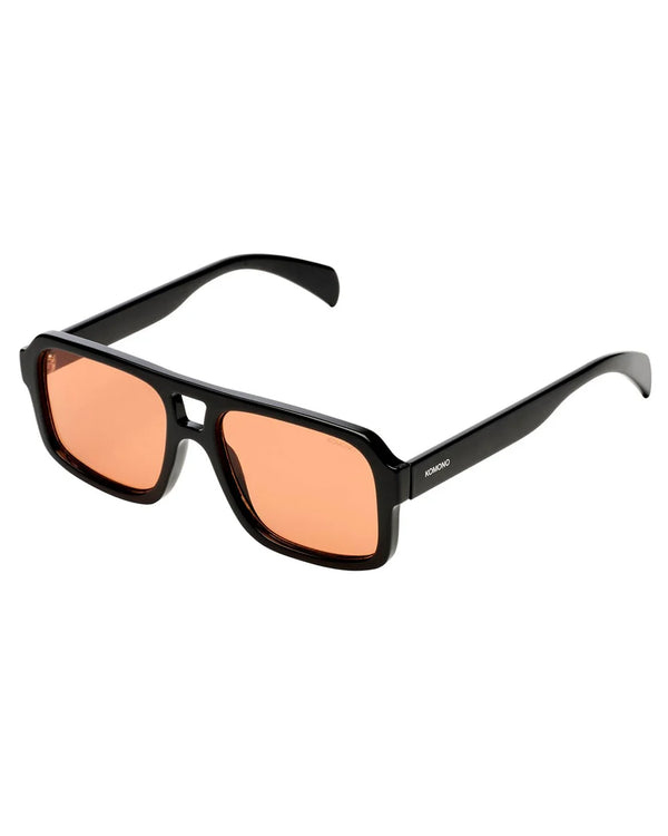 Komono Falcon Aviator Sunglasses in Black Sunset, Orange Cat 2 UV400 Lenses