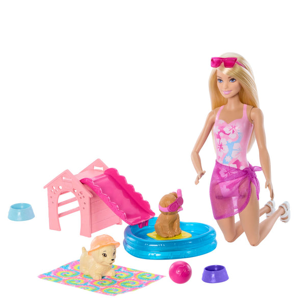 Barbie Puppy Pool Party Doll Blonde - Mattel Pet Water Play Set
