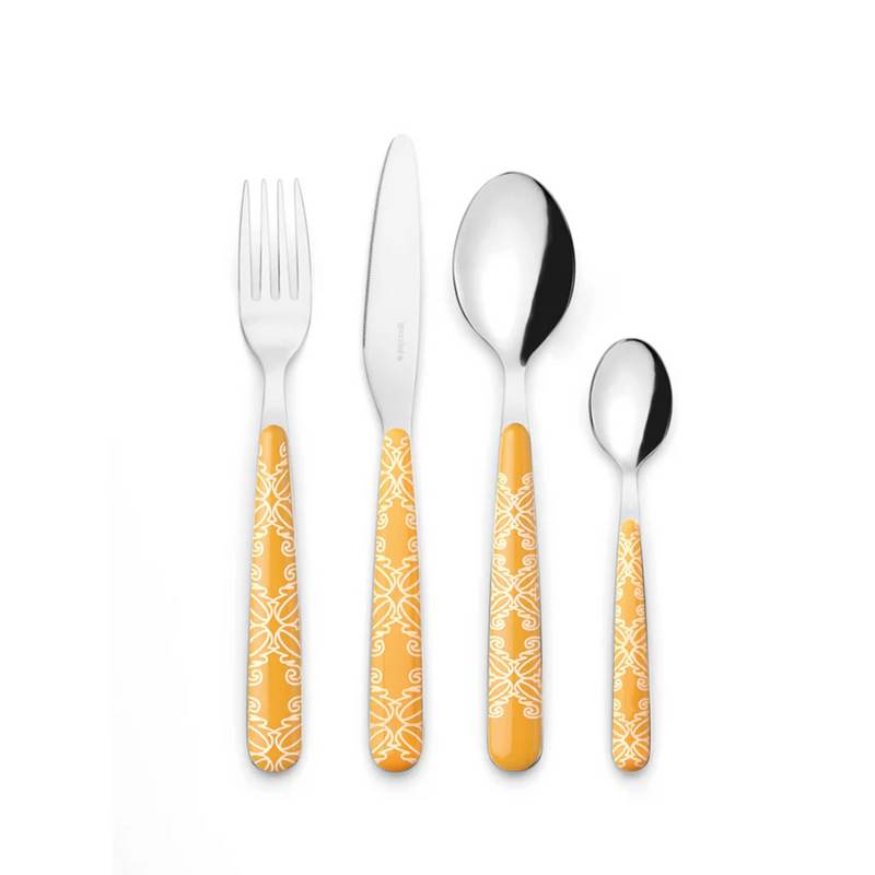 Guzzini Fusion Cutlery Set Of 24 Pieces Yellow