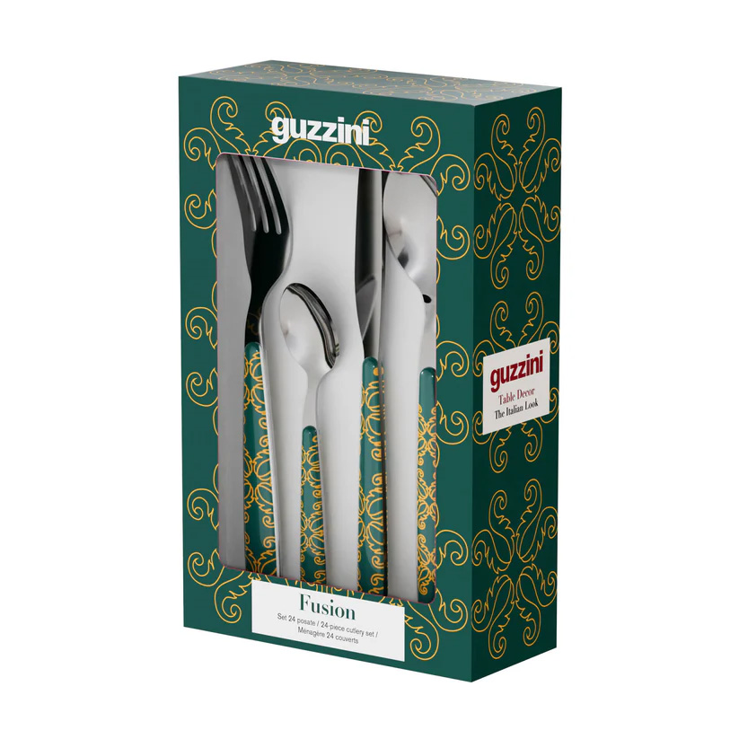 Guzzini Fusion Cutlery Set Of 24 Pieces Green