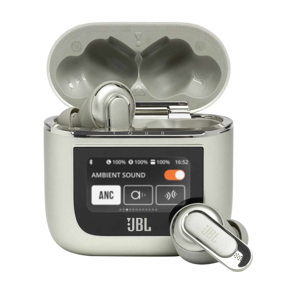 JBL - Tour Pro 2 True Wireless Noise Cancelling Earbuds - Silver