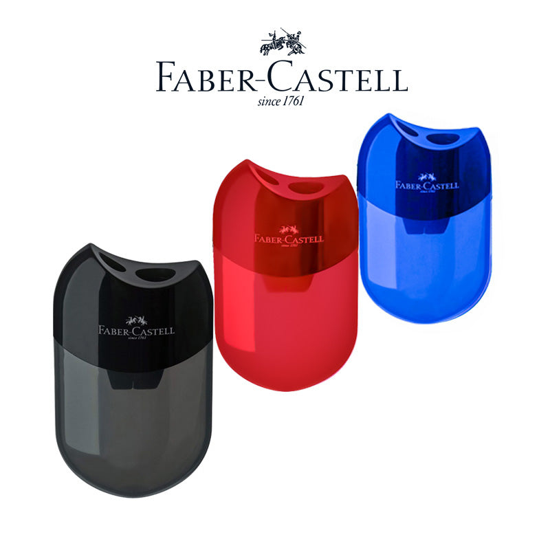 Faber-Castell Apple-Shaped Pencil Sharpener with Barrel, Assorted Colours, Box of 12