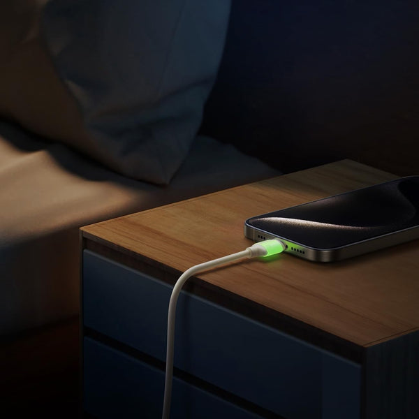 Joyroom - 30W self luminous Liquid Silicone Fast Charging Cable (Type-C to Type-C ) 1.2m - Beige