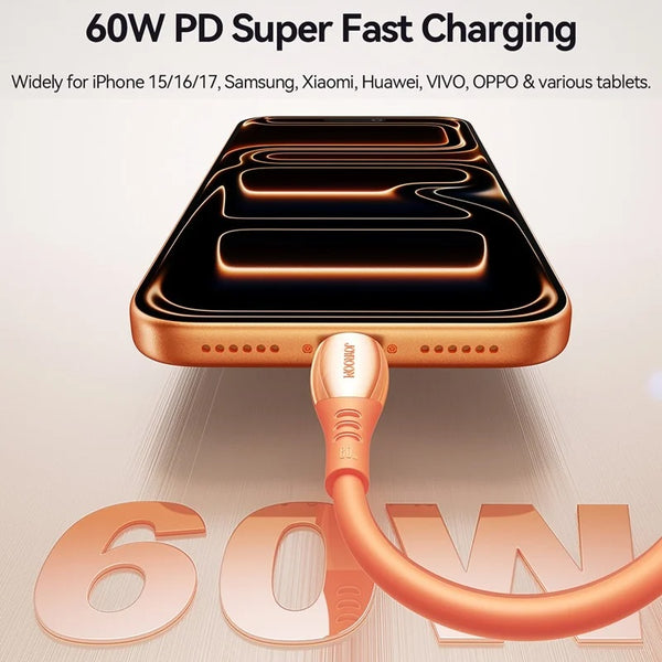 Joyroom Vibrant Series Fast Charging Data Cable Type-C to Type-C, 60W, 1.2m - Orange