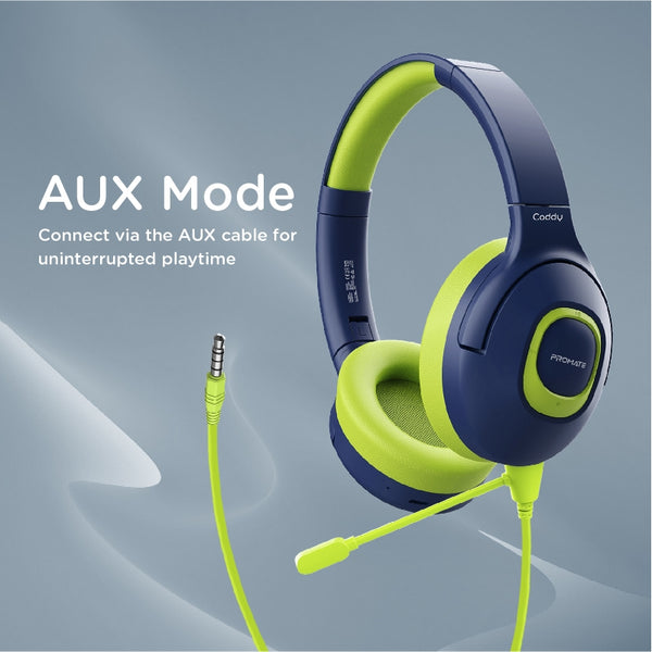 Promate Coddy Hi-Definition Safe Audio Wireless Headphone kids - Emerald