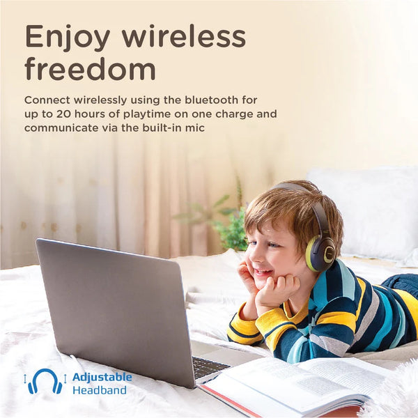 Promate Coddy Hi-Definition Safe Audio Wireless Headphone kids - Emerald