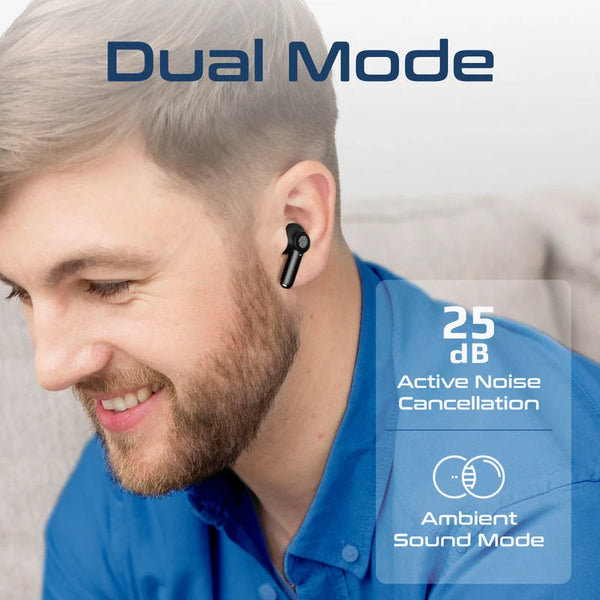 Promate Propods High-Definition ANC TWS Earphones with Intellitouch - Black