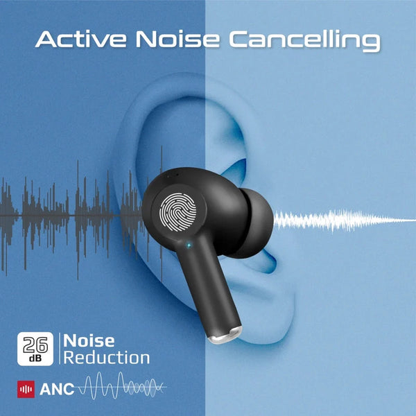 Promate Propods High-Definition ANC TWS Earphones with Intellitouch - Black