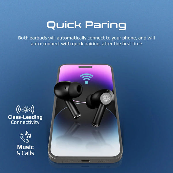 Promate Propods High-Definition ANC TWS Earphones with Intellitouch - Black