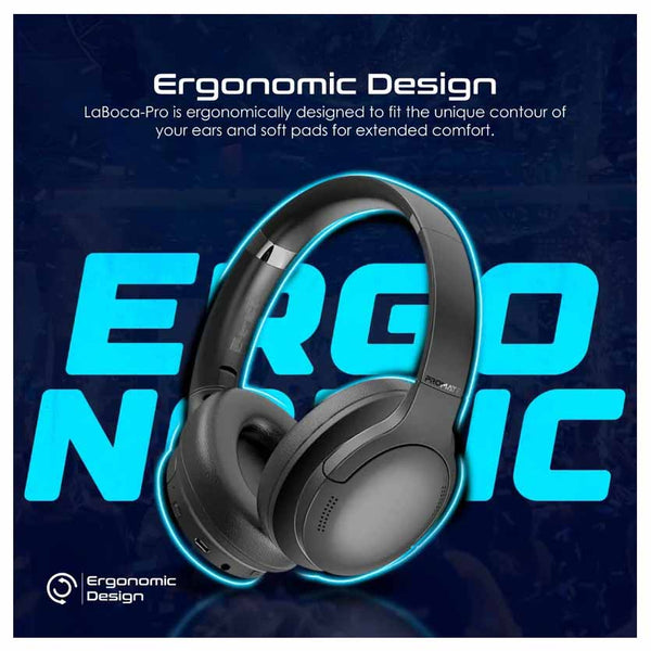 Promate LaBoca-Pro High Fidelity Over-Ear Wireless Headphones – Black