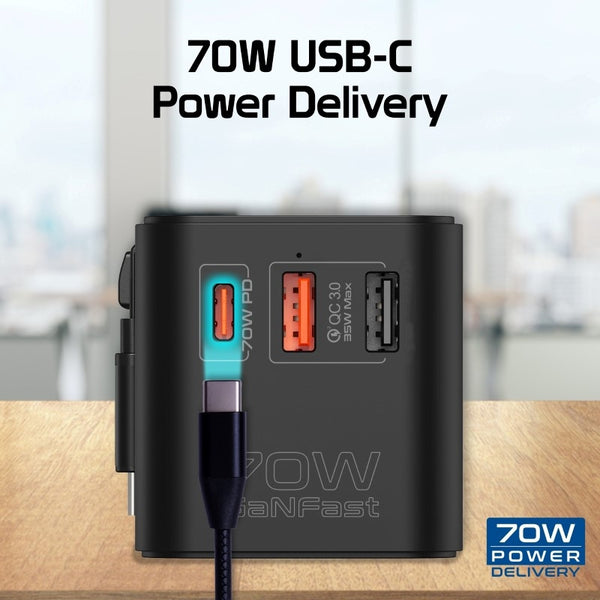 Promate Tripmate-Gan70R, Travel Adapter