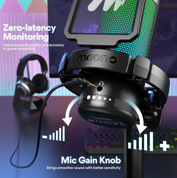 Maono DGM20 Gaming Microphone Black - USB Cardioid Streaming Kit