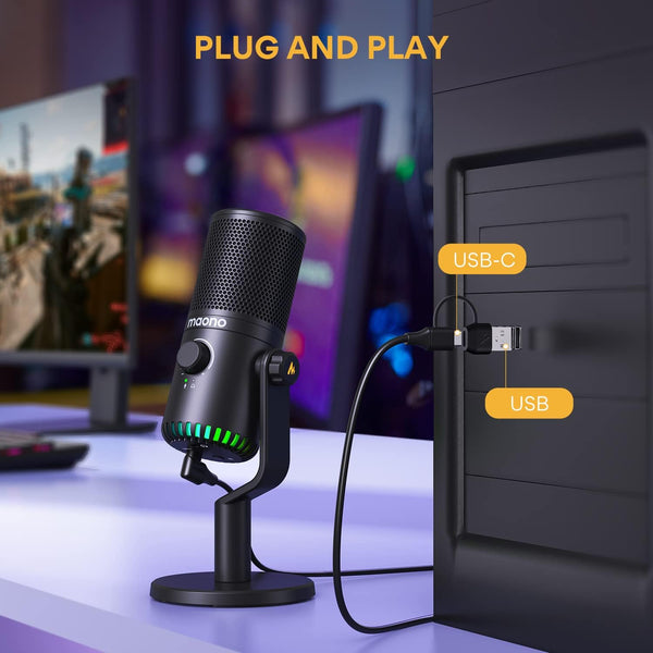 Maono - Dm30 Programmable Usb Condenser Microphone Black