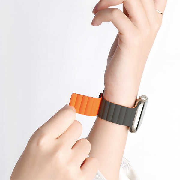 Wiwu - 42/44/45/49 Magnetic Silicone Watch Band Wi-Wb001 Grey+Orange