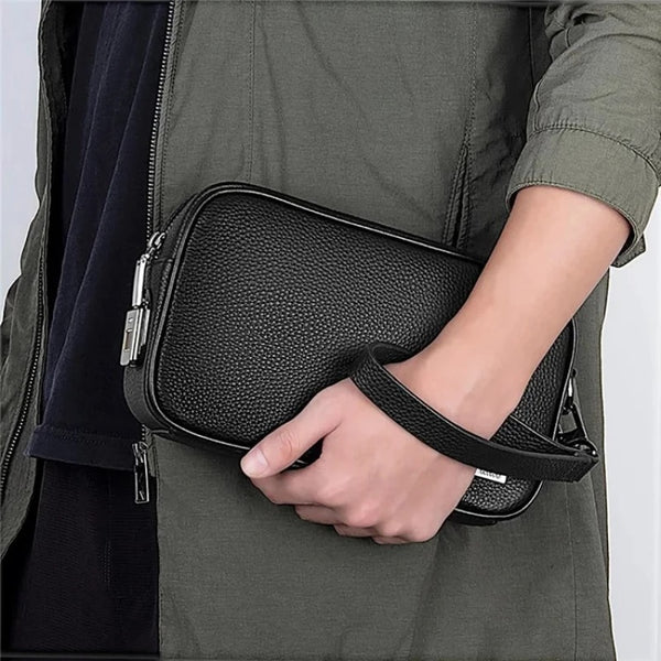 Wiwu - Master Genuine Leather Fingerprint Lock Pouch - Black