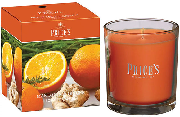 Prices Boxed Candle Jar wax 170g Burning time 45H Mandarin & Ginger