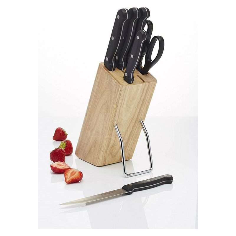 Kitchencraft Wooden Knife Block With Knives Set Of 6 Pieces