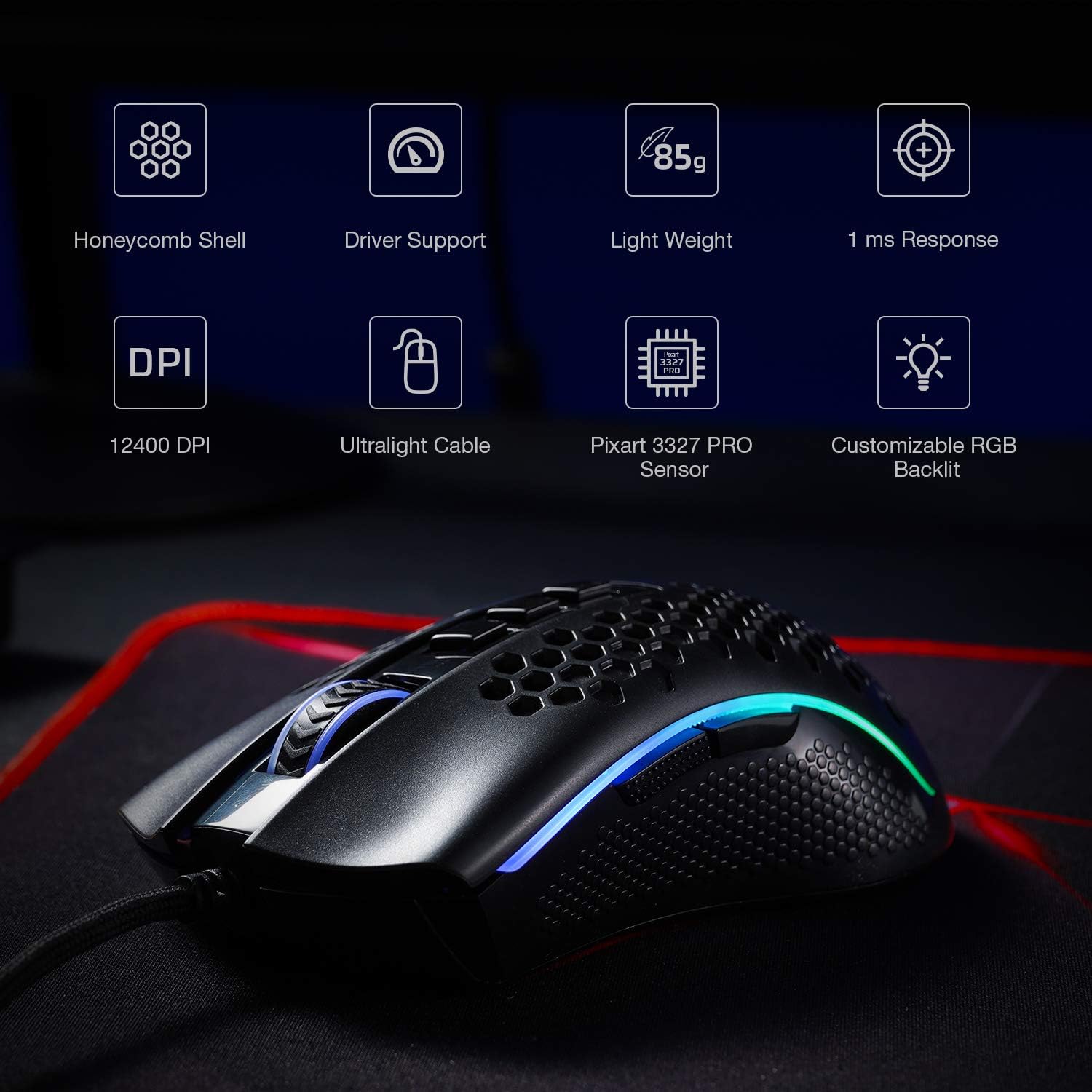 Redragon USB Wired RGB Gaming Mouse 12400DPI Programmable