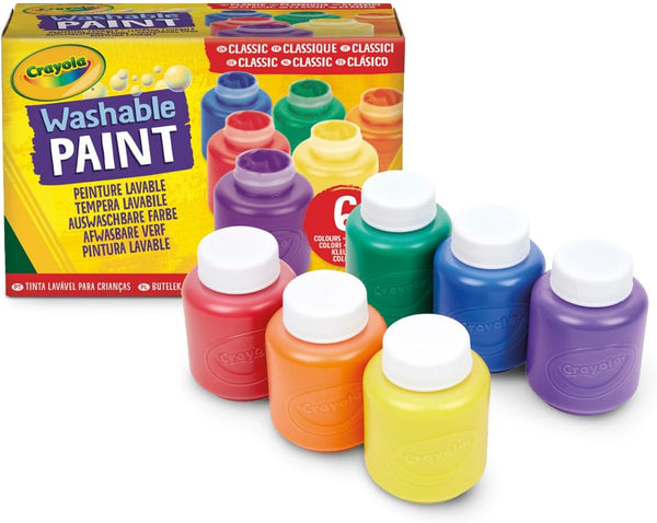 Crayola 6 Washable Paint Bottles 59 ml - Classic Colors Kids Set