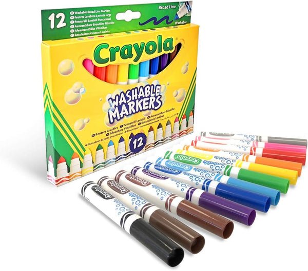 Crayola Broadline Washable Markers 12 Pack - Kids Coloring Set