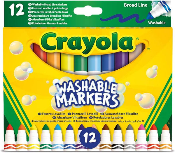 Crayola Broadline Washable Markers 12 Pack - Kids Coloring Set