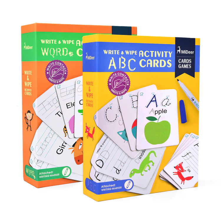 Mideer - Write & Wipe Cards - 123 & Abc