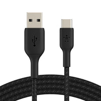 BELKIN BOOSTCHARGE USB-A TO USB-C BRAIDED CABLE, 2M, BLACK