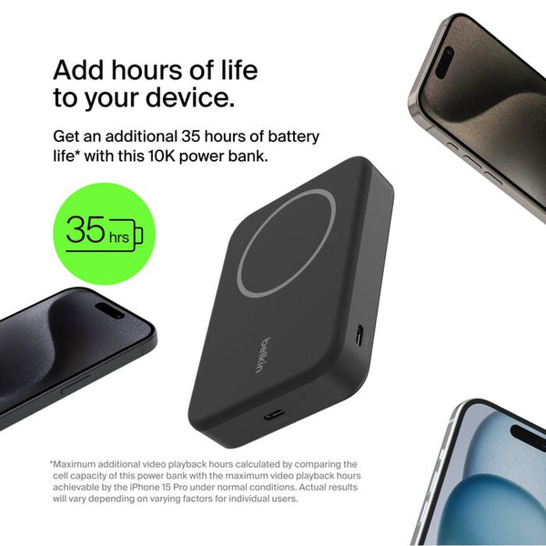 Belkin Qi2 Magnetic Power Bank 10K With Stand - 15W Wireless Charging