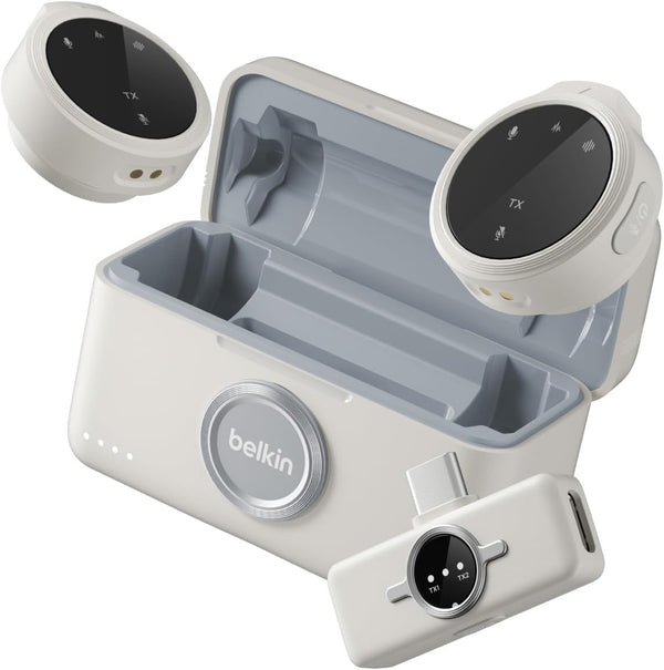 Belkin DUAL WIRELESS MIC WITH CHARGING CASE - SAND