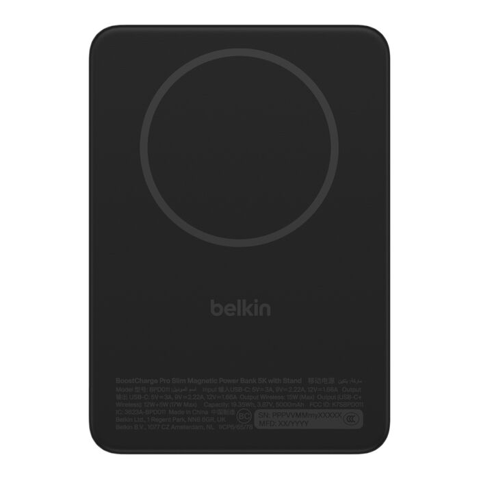 Belkin BoostCharge Slim Magnetic Power Bank 5K Qi2 - Wireless Charger - Black