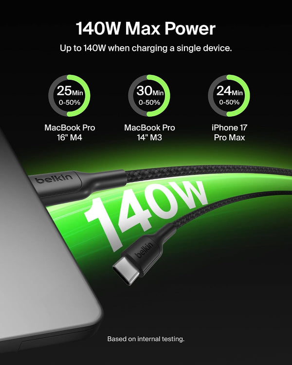 Belkin BoostCharge Pro USB-C Cable 140W 1.5m - Braided Charge Cord