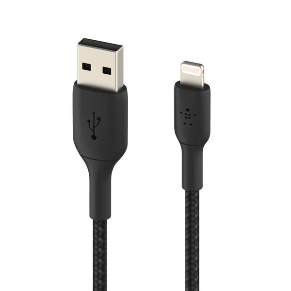 Belkin - BoostCharge Braided Lightning to USB-A Cable (15cm / 6in, Black) CAA002BT0MBK