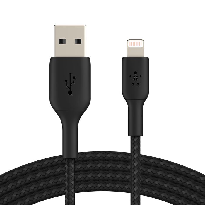 Belkin - BoostCharge Braided Lightning to USB-A Cable (15cm / 6in, Black) CAA002BT0MBK