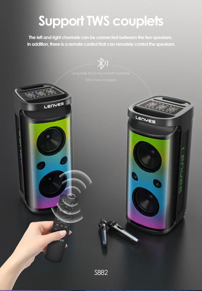 Lenyes Bluetooth speaker S882 18650 Battery 7.4V 200W