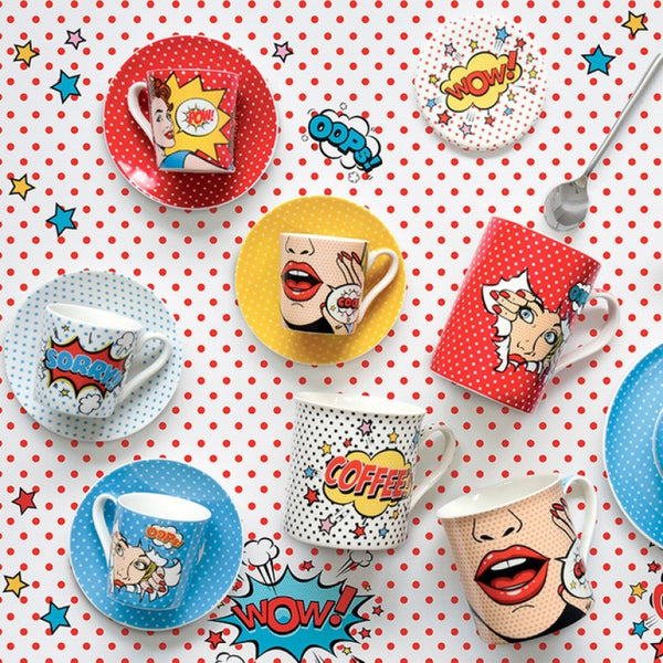 Easy Life Pop Art 12Pc Coff.Cup&Saucer Set 100Ml W/Box