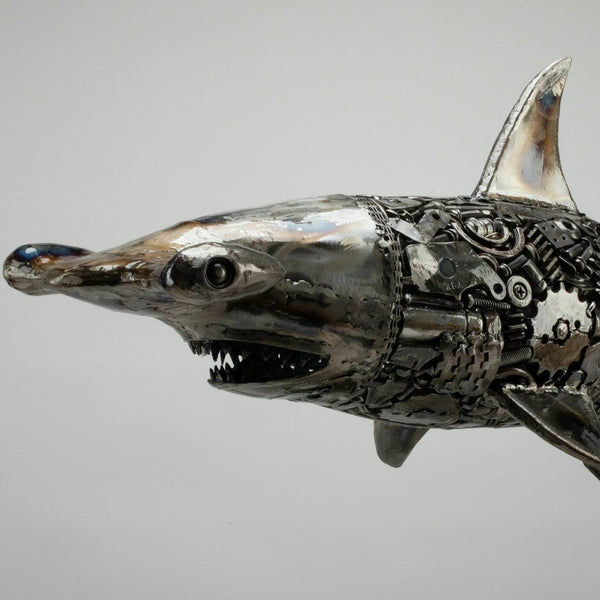 Metal Art - 38" Hammerhead Shark Recycled Metal Art Sculpture