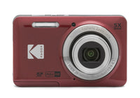 Kodak PIXPRO FZ55 16MP Compact Digital Camera, 5x Optical Zoom, Full HD Video, Red