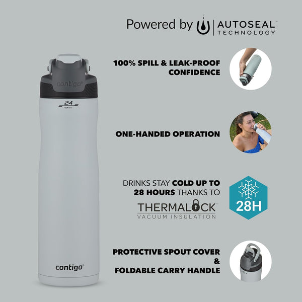 Contigo Autoseal Chill - Vacuum Insulated Stainless Steel Water Bottle 720 ml, Macaroon