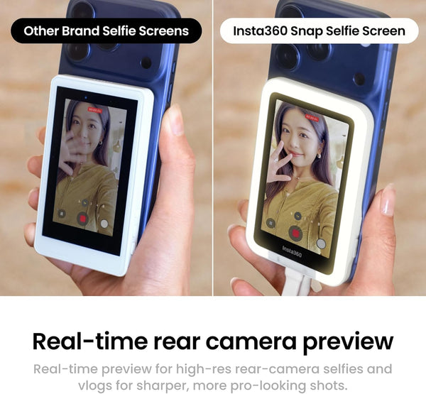 Insta360 - Snap Selfie Screen with Light - 4K Magnetic Selfie Monitor Screen for Selfie