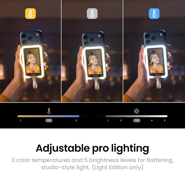 Insta360 - Snap Selfie Screen with Light - 4K Magnetic Selfie Monitor Screen for Selfie